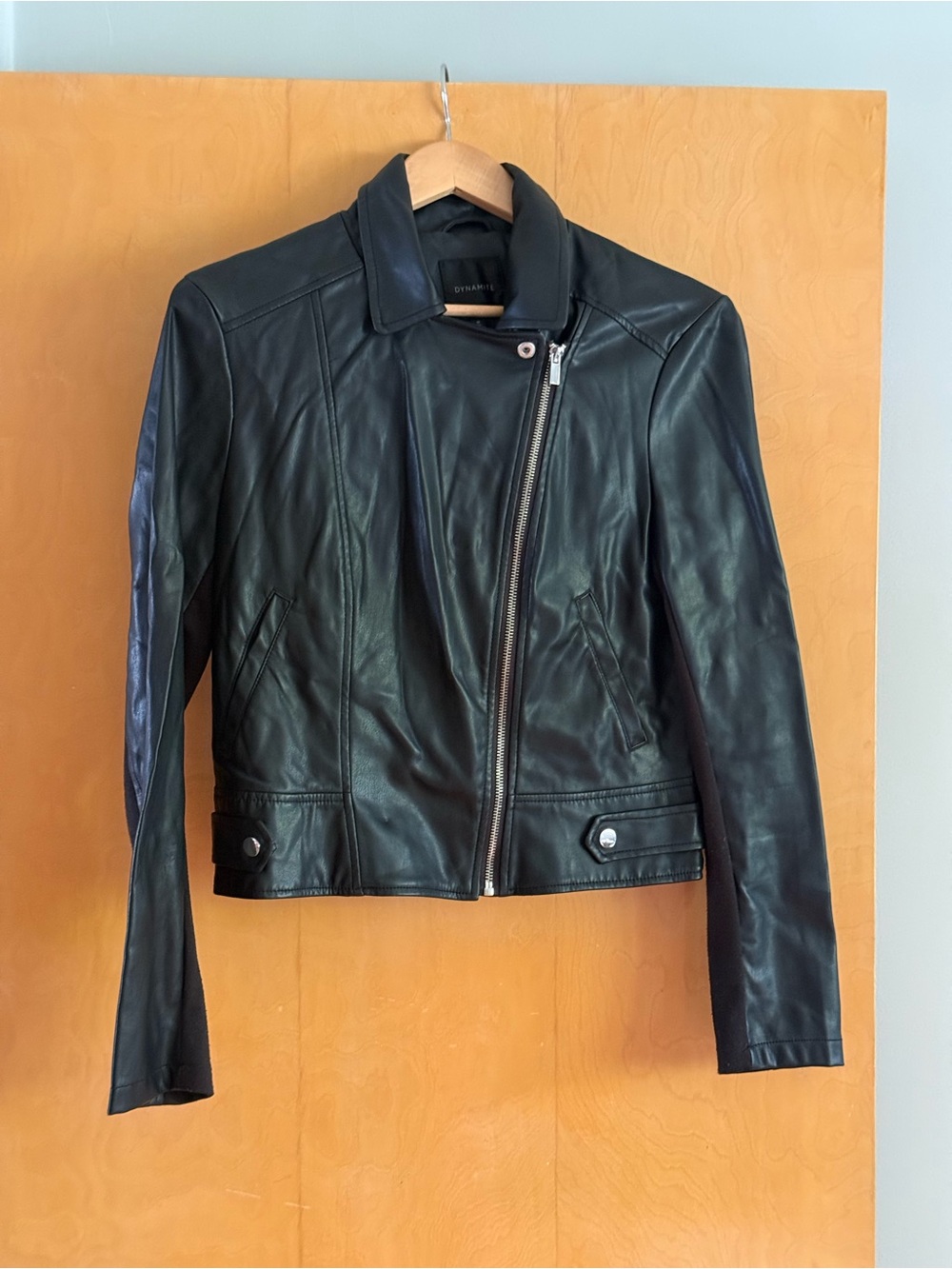 Dynamite Black Faux Leather Moto Biker Jacket Size M